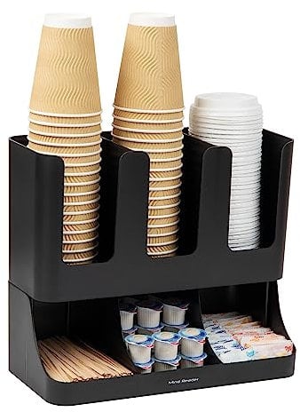VCCUIOB Mind 6 Compartment Upright Breakroom Coffee Condiment and Cup Storage Organizer, Black