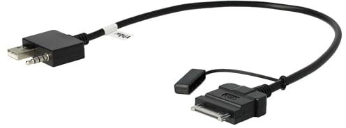 vhbw Cavo AUX Line-In adattatore per autoradio compatibile con Apple iPhone (modelli con attacco a 30 pin) - USB