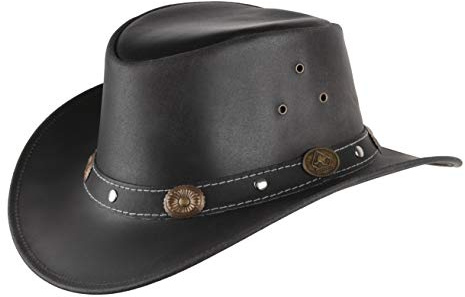 Scippis Kids Reno Leather Hat Australian genuine (52-53 cm - black)