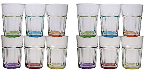 Caipirinha Caipi Cocktail Gläser 320 ml mit farbigem Boden 12 Stück Set