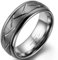 JewelryWe Ringe Herren Wolfram Zickzack: 8mm Breite Herren-Ring Damen-Ring Wolframcarbid Gebürstet Ring mit Zickzack Rillen Männer Verlobung Hochzeit Band mit Gravur Silber Größe 62