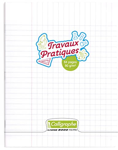 Calligraphe 18185C Un Cahier de Travaux Pratiques Agrafé Incolore (une Marque de Clairefontaine) - 17x22 cm - 64 Pages Grands Carreaux et Unies - Papier Blanc 90 g - Couverture Polypro Transparent