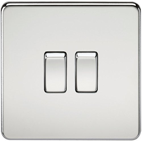 Knightsbridge SF3000PC Screwless 10 A 2-Gang 2 Way Switch, Polished Chrome