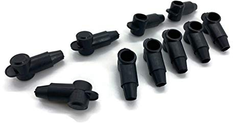 Exoda 10x Polschutzkappe für Kabel 16 25 35 50 mm² 14mm Schwarz konisch | Polschutzkappe, konisch zulaufend, Kabeleinlass 7,62 mm, Kopfdurchmesser 14 mm, Temperaturbeständigkeit -35 bis 105 GradC