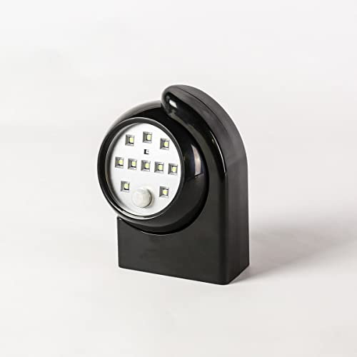 Festive Lights - Black Outdoor Security Wall Light - Clear White SMD LEDs - Battery Operated PIR Motion Sensor - Wall Mounted with 360 Degree Adjustability for Enhanced Safety (Pack of 1)