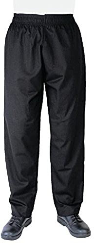 Whites Vegas Unisex Chef Trousers With Elasticated Waistband, Size: M / 34-36 Inch, Black, Polycotton, Professional Appearance, Suitable Commercial Laundering, A582-M