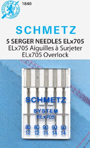 schmetz 5PK SERGER OVERLOCK ELX705 SEWING MACHINE NEEDLES - ASSORTED SIZES