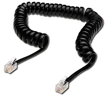 DIGITUS Cable de conexión del auricular telefónico de los UAE - RJ10-4 hilos - cable en espiral - 4 m de longitud - negro