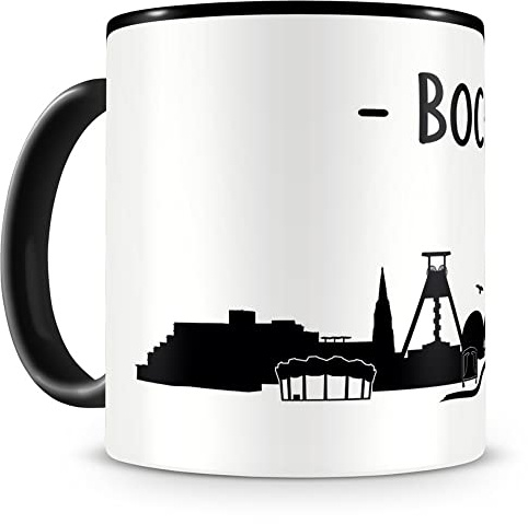 Samunshi® Bochum Skyline Tasse Kaffeetasse Teetasse 300ml schwarz
