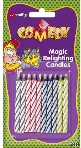 Smiffys Magische Wiederzündbare Kerzen, Time 4 Fun, 10er Pack, 11035