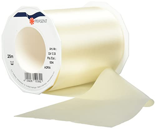 Präsent ADRIA/SATIN créme, Geschenkband zum Dekorieren & Basteln, Dekoband für Präsente, zu jedem Anlass 3241225-004 25 m - 112 mm