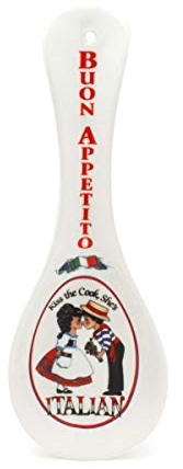 Essence of Europe Gifts Kiss the Cook, She's Italian Ceramic Kitchen Spoon Rest