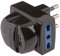Poly Pool PP0469.1 Adattatore Compatto Con Alimentatore USB Spina Grande 16 A 2 Prese Bivalenti, Nero