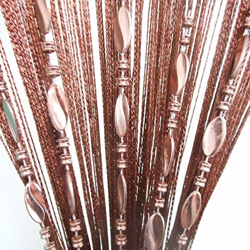 Tangpan Rideau de porte perles 100 x 200 cm, boutons transparents, décoration, séparateur de pièce, rideau de fenêtre, moustiquaire, Tissu, marron, 100 x 200 cm