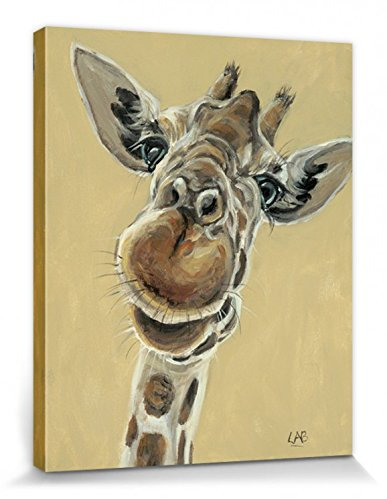 1art1 Giraffen Poster Hey, You Down There, Louise Brown Bilder Leinwand-Bild Auf Keilrahmen | XXL-Wandbild Poster Kunstdruck Als Leinwandbild 50x40 cm