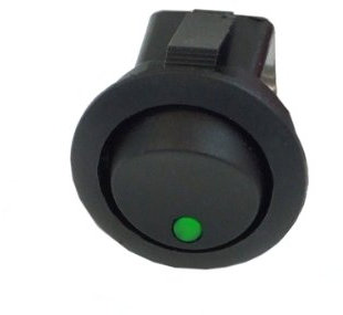 Phobya Wippschalter Rund - LED grün - 1-polig AN/AUS schwarz (3pin) Wasserkühlung Überwachung