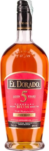 El Dorado 5 Year Old Gold Rum, 70 cl - Award Winning Premium Rum - Aged for 5 Years - Flavours of Caramel and Spice - Perfect for Cocktails and Sipping