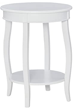 Powell Furniture Powell Round Shelf, White Table, 18 x 18 x 22 Tall