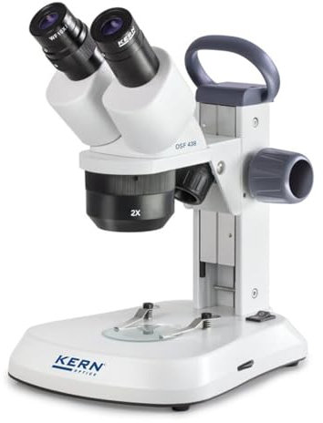 KERN Optics Stereomikroskop für Schule, Ausbildungsstätte, Werkstatt und Labor, Binokular Tubus, 1x/2x/4x Objektiv, Ständ
