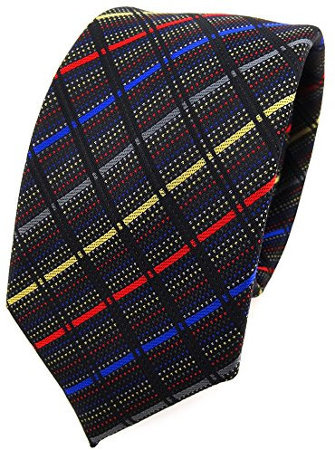 TigerTie - schmale Designer Krawatte in gold anthrazit blau rot schwarz gestreift