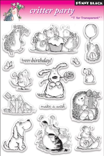 Penny Black, transparente Gummistempel 12,7 cm x 19,1 cm Bogen, Tier-Party