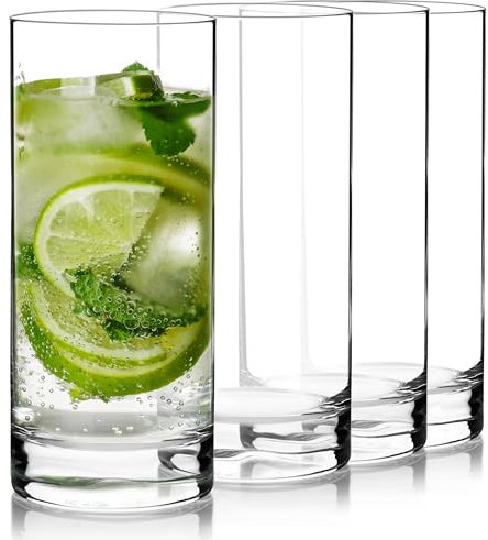 Luigi Bormioli Classico Highball Glasses, Set of 4-16.25oz Italian Barware Made from Break-Resistant Son.hyx Lead-Free Crystal Glass - Dishwasher Safe Drinkware for Cocktails, Water, Spirits