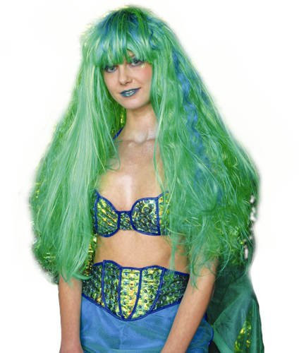 Perücke Arielle, grün-gelb