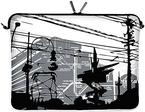 Digittrade LS124-11 CityLife Designer MacBook Hülle 12 Zoll aus Neopren passend für 11 & 11,6 Zoll (29,5 cm) Mac Book Tasche Schutzhülle Sleeve grau-weiß