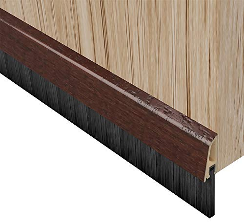 STORMGUARD B00CVQW2TI 02SR0720838DWO Bottom Door Brush Seal 838mm with Concealed Fixing Cover-Dark Wood Effect, Chrome, 838 mm