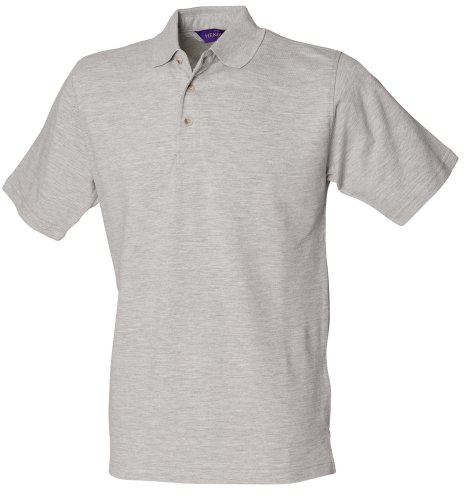 Henbury Mens Classic Plain Polo Shirt With Stand Up Collar (XL) (Heather Grey)