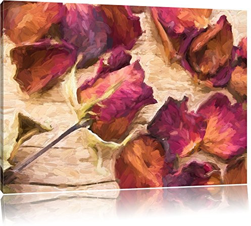 Pétales de rose séchées - Format : 60 x 40 sur toile - Image géante prête à être montée avec châssis - Impression sur toile avec châssis - moins cher que peintures ou peinture à l'huile, pas de poster ou de poster