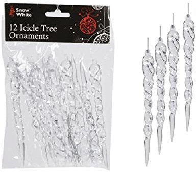 PMS Christmas tree decoration, icicle, clear, pack of 12