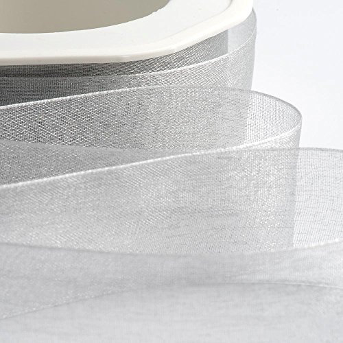 Italian Options Rouleau de ruban en mousseline d'organza, 38 mm x 20 m, argenté