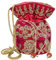 Purpledip Potli-Tasche, Clutch, Kordelzug, für Damen, mit aufwendiger Goldfaden- und Pailletten-Stickerei, rose, Large