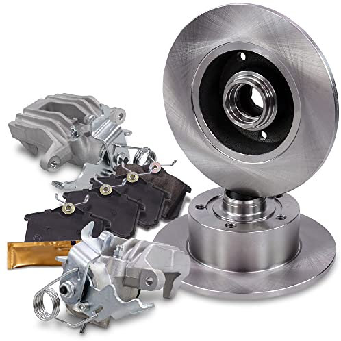 BESTPRICE Bremsenset Hinterachse inkl. Bremsscheiben Ø 245 mm Voll + 2x Bremssattel und Bremsbeläge hinten, Kompatibel mit AUDI A4 B5 (8D2), A4 B5 Avant (8D5)