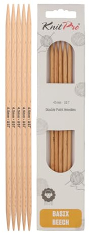 KnitPro Basix Beech Double Pointed Needles 8 (20cm) | 4.50mm