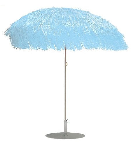 Jan Kurtz 200 cm Sonnenschirm mit Fransen türkis Hawaii Bastschirm