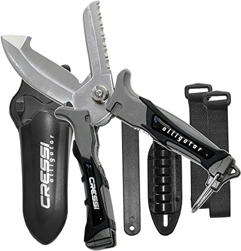 Versatile Knife-Scissors for Underwater Use - Ideal for Snorkeling - Scuba Diving - Japanese 420 Stainless Steel Blade - Alligator: designed in Italy by Cressi