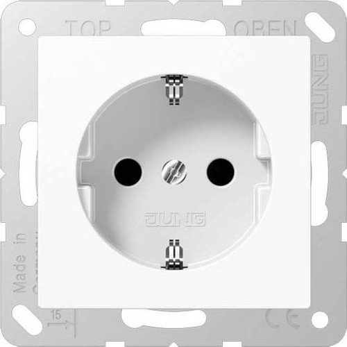 Jung Schuko Steckdose 16 A 250 V Bruchsicher Serie A Weiß, 1 Stück, A 1520 BF