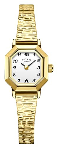 Rotary Ladies Heritage Altera Octagonal Case Gold Plated Stainless Steel Expander Bracelet Watch
