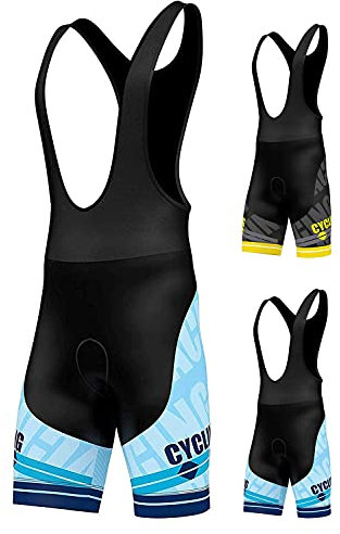 Salopette per ciclismo, imbottita in gel 3D, pantaloncini da ciclismo con stampa a sublimazione, di FDX, FDX-1320-20-18c, Sky Blue, S