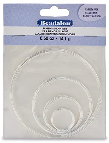 Beadalon Memory Wire Assortment Pack 4-Size Silver Plated, 1/2-Ounce