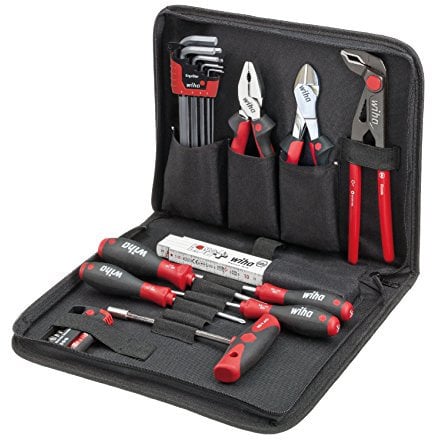 Wiha Werkzeug Set Mechaniker gemischt 34-tlg. inkl. Werkzeugmappe I kompakte Grundausstattung inkl. Tasche I robust und platzsparend (36390)