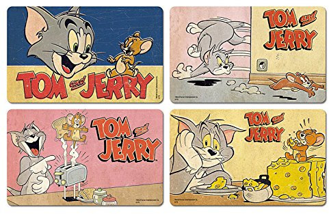 Logoshirt® Tom & Jerry I Abenteuer I Frühstücksbrettchen I Schneidebrett I 23x14cm I 4er Set I spülmaschinenfest & hitzebeständig I Lizenziertes Originaldesign