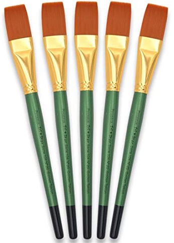 Tristar Série 104 Lot de 5 Pinceaux poils synthétiques plats n°20 Taklon Or/Manche vert