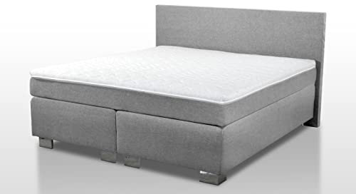 Charlottes Möbelkaufhaus Boxspringbett ROM II 180x200 cm Grau Hellgrau Härtegrad H2 H3 H4 180 x 200 cm 7-Zonen Tonnentaschenfederkern Matratzen und Topper