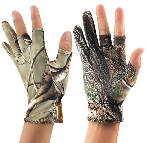 QualyQualy Angelhandschuhe Jagdhandschuhe Tarnhandschuhe Geschenk Angler Handschuhe zum Angeln Jagd Fotografie Angel Handschuhe Herren