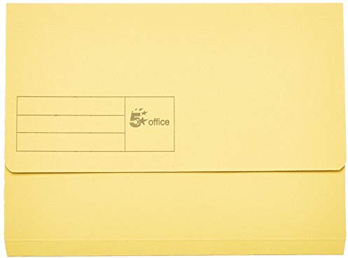 5 Star Document Wallet Half Flap 285gsm Capacity 32mm A4 Yellow (Pack of 50)