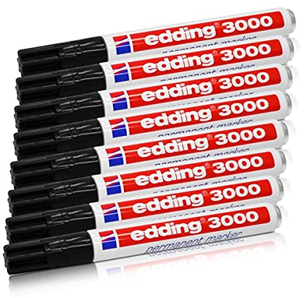 edding Permanentmarker 3000, schwarz, 1,5-3 mm, nachfüllbar, 8er Pack (schwarz, 8er Pack)