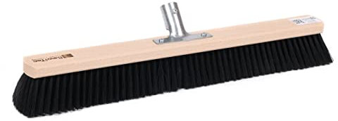Saalbesen Industriebesen, 100cm Breit/Lang, mit Metall-Stielhalter 27-28mm, weiche Schwarze Kunsthaar-Borsten Mischung, Besen Kehrbesen ohne Stiel Besenstiel, Hallenbesen, für Innen drinne (100cm)